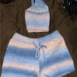 Handmade Blue and Pink Knit Set